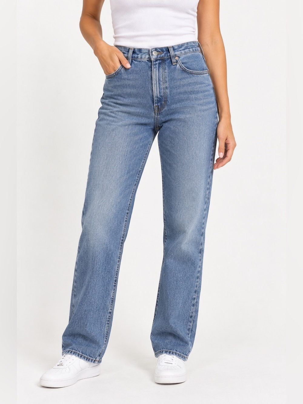 SLVRLAKE Women's Straight-Leg Blue Denim Jeans